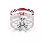 Cordoba, Enamel Gemstone and Bow Dangle Ring Stack