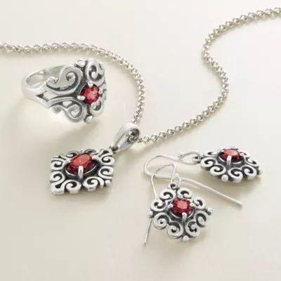 Spanish Lace Birthstone Dangle Earrings in Sterling Silver or 14K Yellow Gold - Image 2